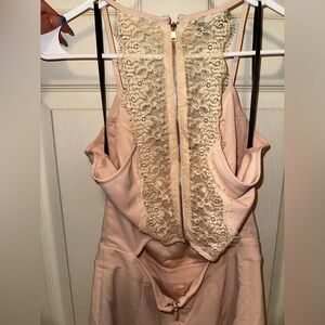 Bebe Pink and Cream Lace Romper